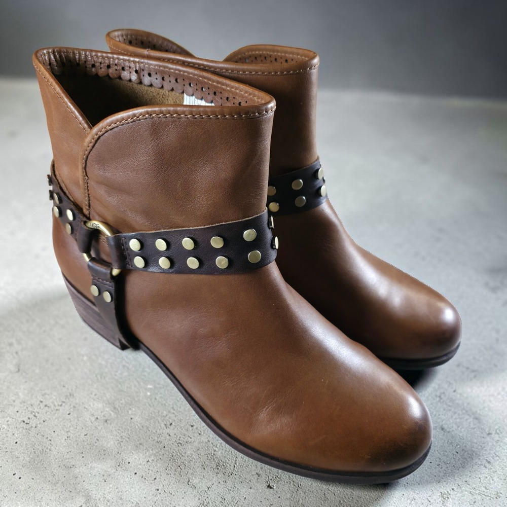 UGG Harness Boot 1006683 Shearling Lined Darling Brown Leather Womens Size 10